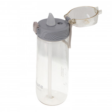 Bidon / butelka na wodę Verto 0,6 l ze słomką szary