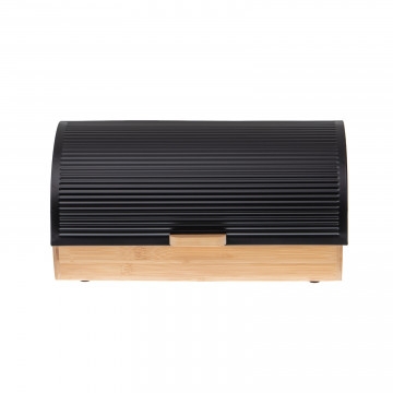 Chlebak / pojemnik na pieczywo metalowy bambusowy 39 x 28 x 18,5 cm czarny